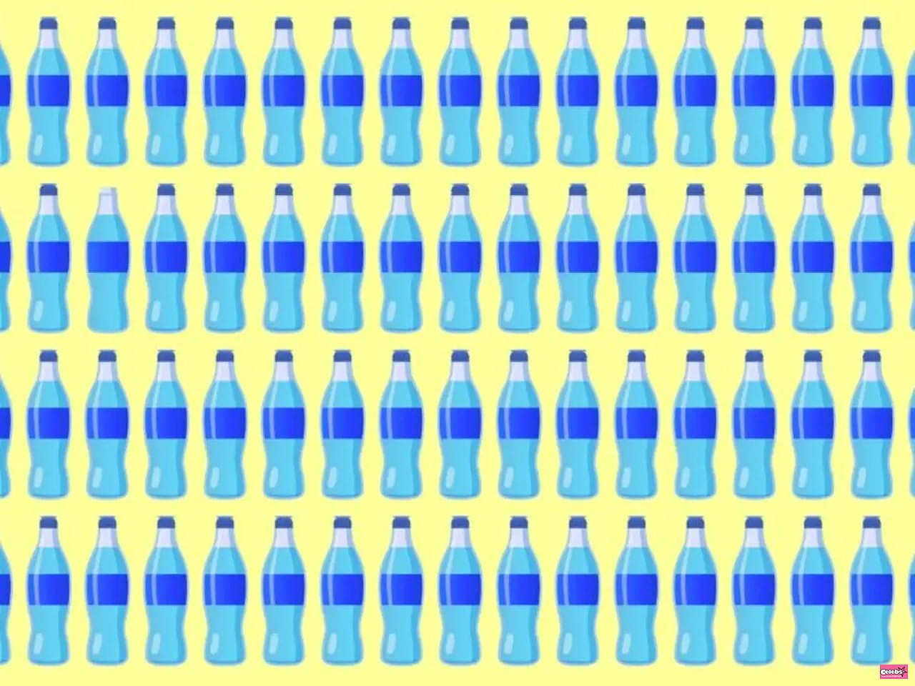 Try to beat this optical illusion: can you find 3 bottles without caps in the picture?